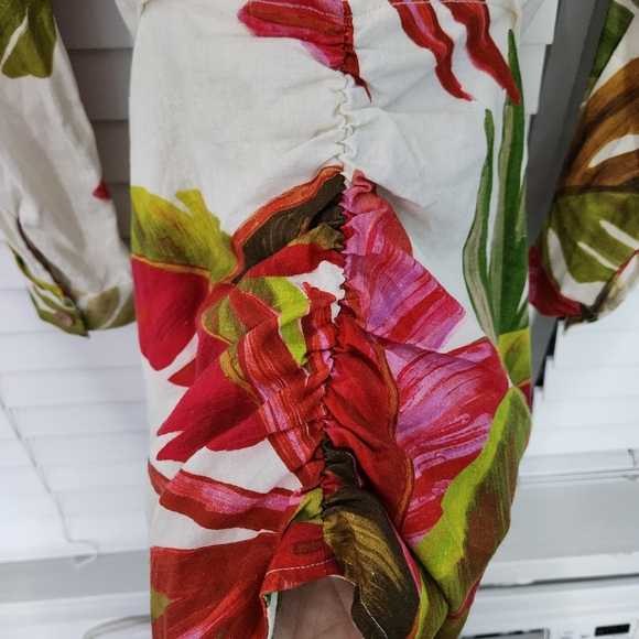 Farm Rio Spring Forest Mini Linen Blend Dress M - Picture 13 of 13